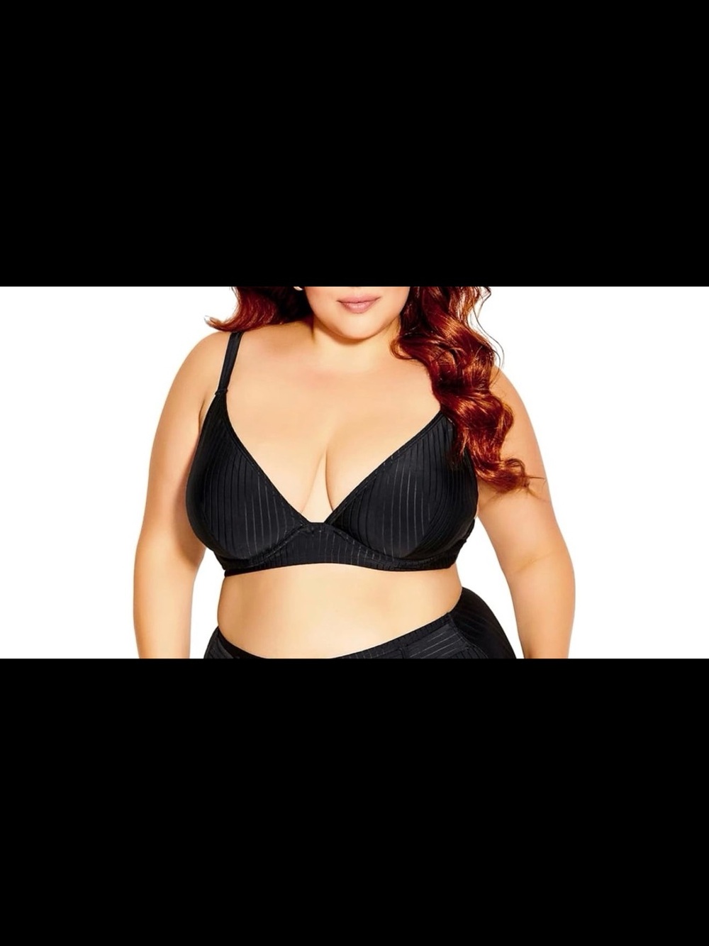City Chic Black Plus-Size Pinstripe Support Bra